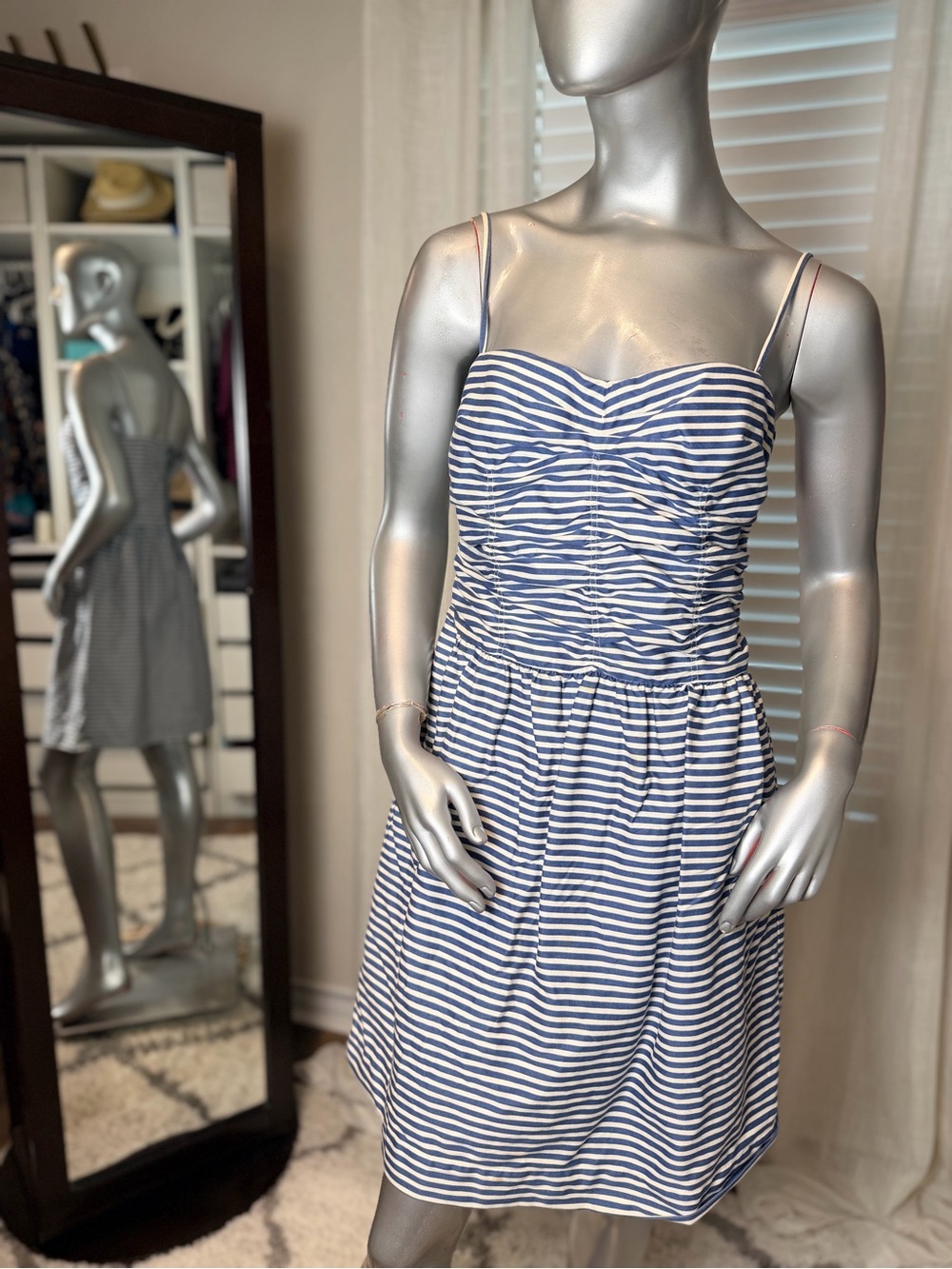 Polo Ralph Lauren Striped Cotton Sundress Blue White Sleeveless Size 6 Pockets